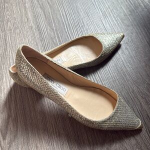 Jimmy Choo Gold Pointed-Toe Flats